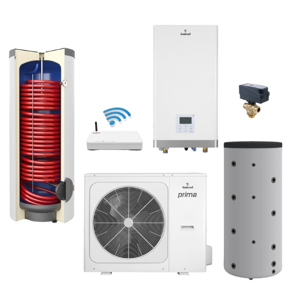 Pakiet Galmet pompa ciepła split Prima S 12GT R32 12 kW + wymiennik Tower Grand SGW(S) 300 L + bufor SG(S) 200 L + zawór 3-drogowy + centrala Smart Home Sinum Line SG-000083S